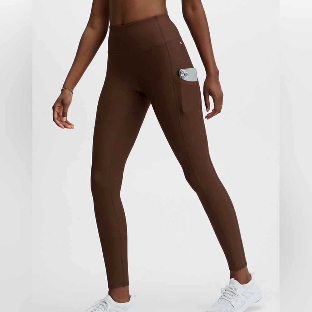 PureLuxe Made by Fabletics Oasis Brown Side Pocket Leggings Size 8 23”